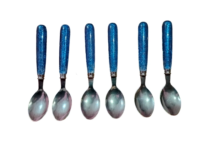 Stainless Steel Spoons with Plastic Handle (Multicolor, Pack of 6)