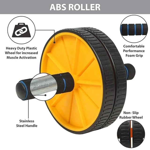 ABS Plastic Ab Wheel Roller for Men & Women (Yellow & Black)