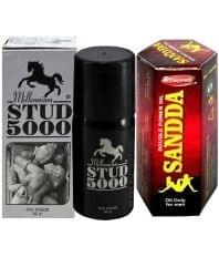 Combo of Millennium Stud 5000 Timing Spray (20 g) & Double Power Sanda Oil (15 ml) for Men (Set of 2)