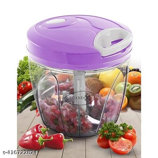 Plastic Manual Vegetables & Fruits Chopper (Purple, 1000 ml)