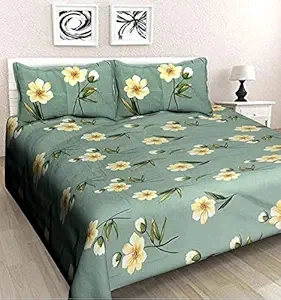 Polycotton Bedsheet With 2 Pillow Covers (Multicolor, 90x90 inches)