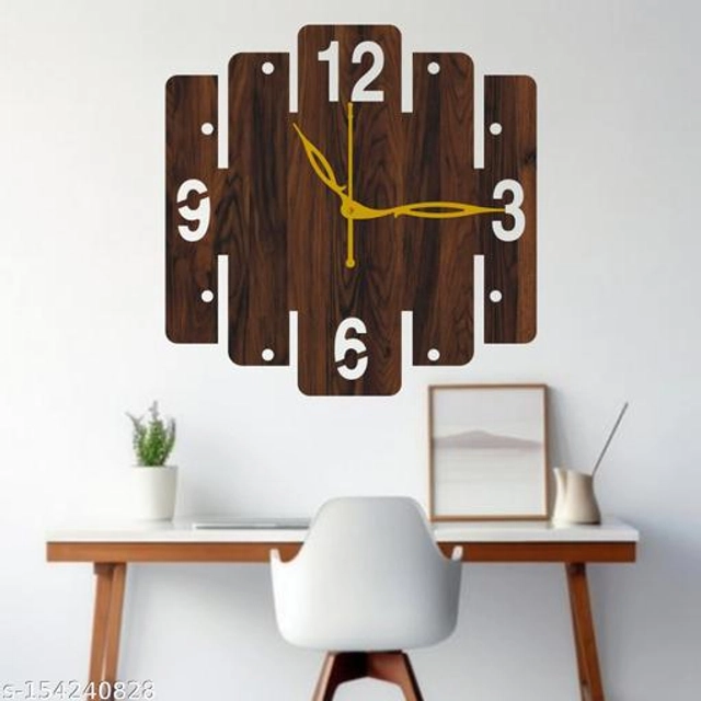 Wooden Wall Clock for Home (Brown)