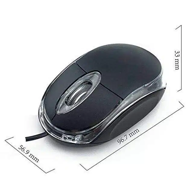 Plastic Optical Wired Mouse (Black, Pack of 3)