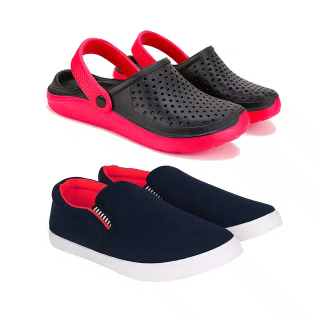 Combo of Clogs & Sneakers for Men (Pack of 2) (Multicolour, 7)