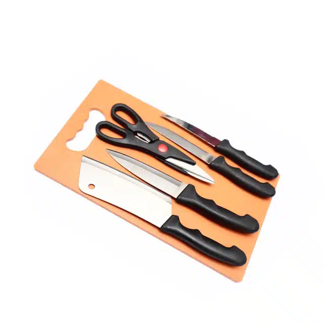 Kitchen Knife Set with Scissor Including Chopping Board (Set of 6)