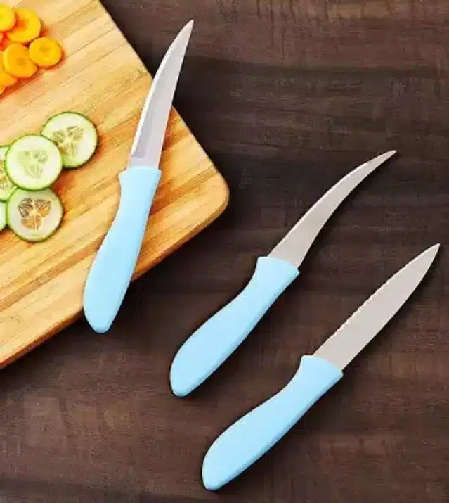 Stainless Steel Kitchen Knife Set (Pack of 3, Multicolor)