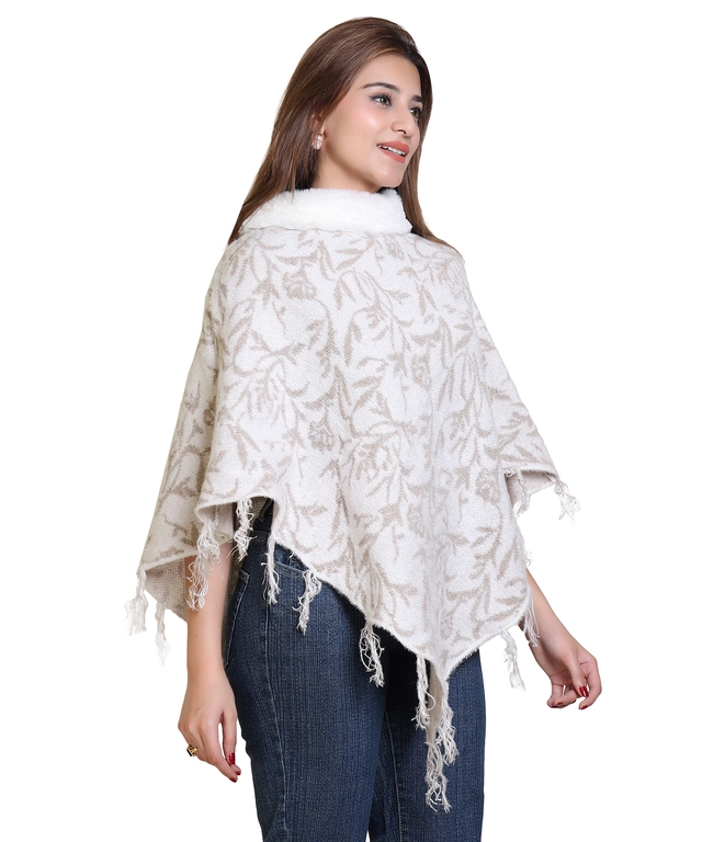 Woolen Self-Design Ponchos for Women (Multicolor, M)