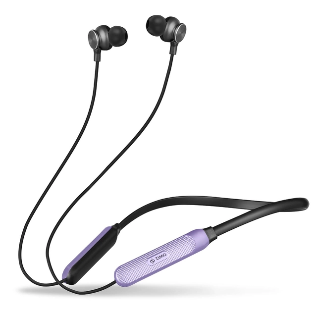 Zimo Wireless Bluetooth in-Ear Neckband with Mic (Purple & Black)