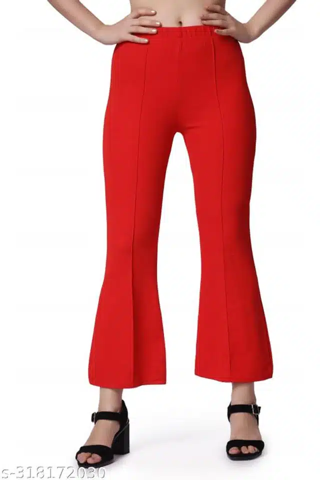 Cotton Blend Trouser for Girls (Red, 3-4 Years)