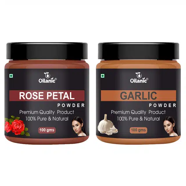 Natural Rose Patel & Garlic Powder for Skin & Hair (Pack of 2, 100 g)