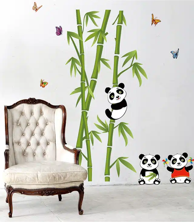 Panda On Bamboo Trees Self Adhesive Wall Stickers