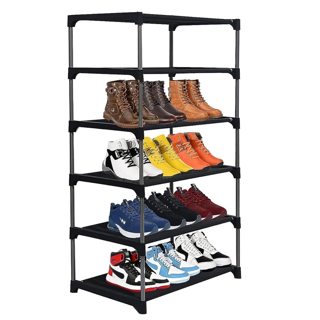 Metal 5 Layer Collapsible Shoe Rack (Navy Blue)