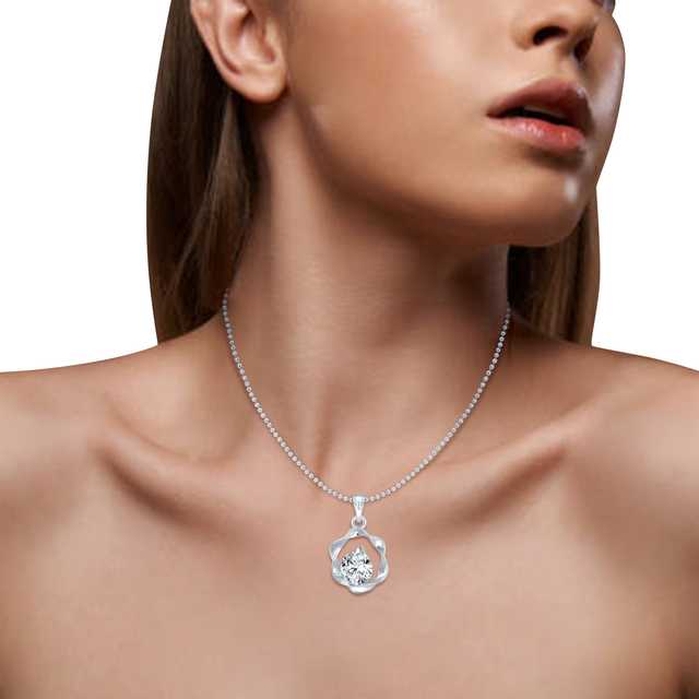 Latest Design Brass Women Chain With Pendant (Silver) (VFJ-4)