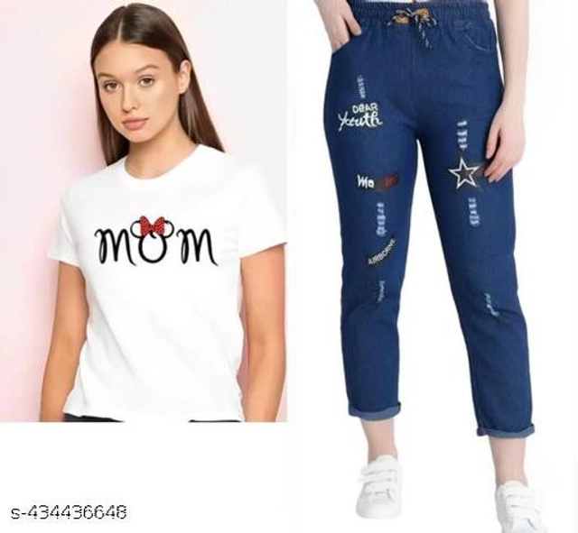 Denim Clothing Sets for Girls (11-12 Years, White & Blue)