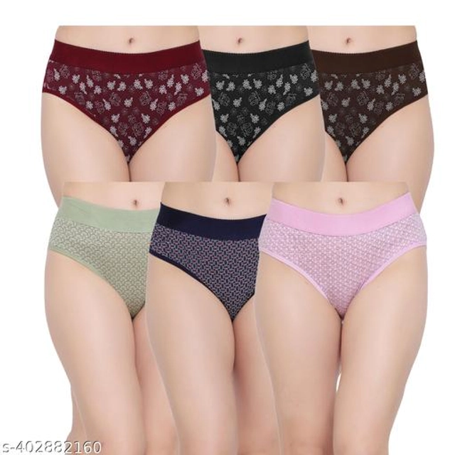 Cotton Printed Briefs for Women (Multicolor, S) (Pack of 6)