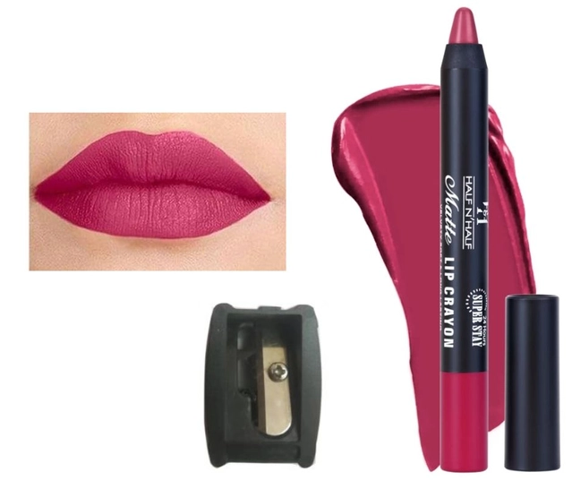 Half N Half Matte Lip Crayon Lipstick with Sharpener (Pink, Set of 2)