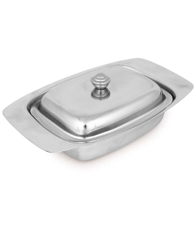 Dynore Butter dish Stainless Steel Serving Bowl 250 ml Silver ( Set of 1 )