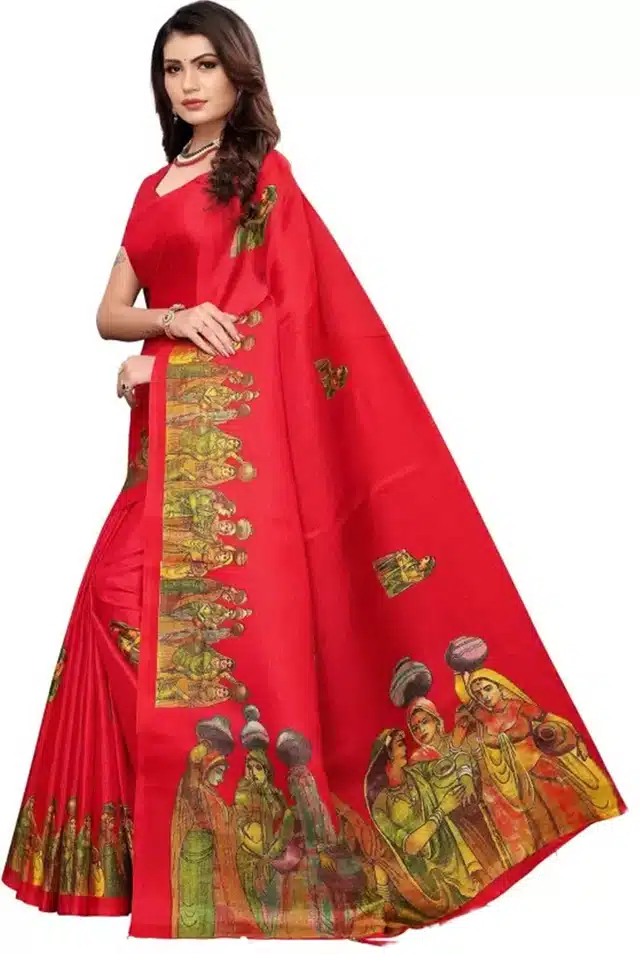 Saree with blouse (Red, 6.0 m)