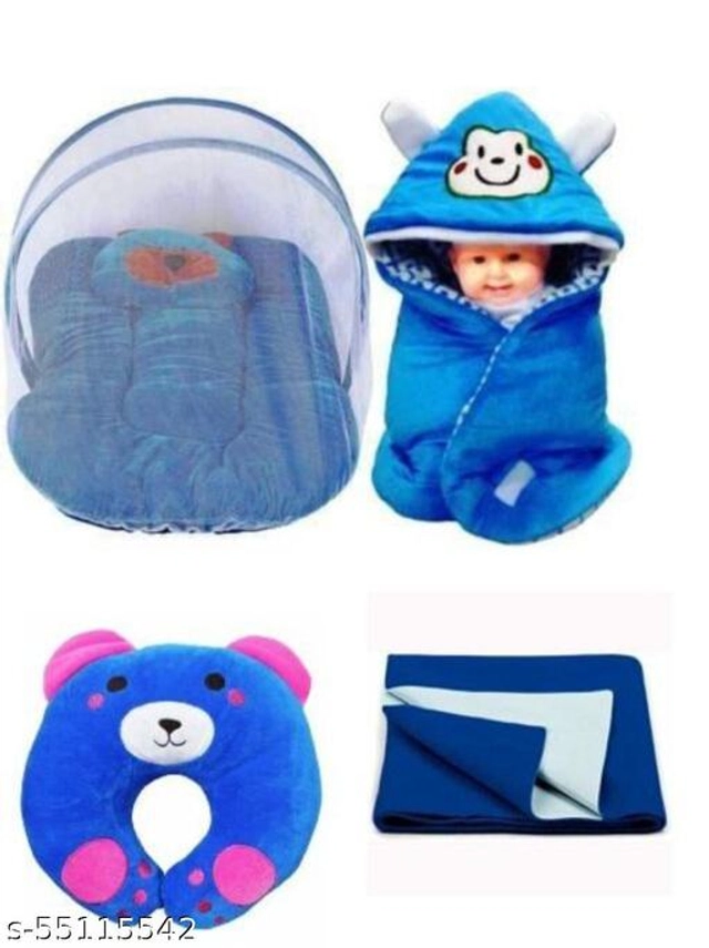 Microfiber Blankets for Babies (Pack of 4) (Blue, Free Size)