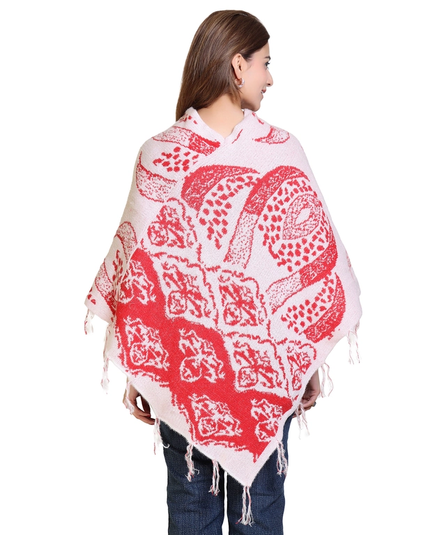 Woolen Self-Design Ponchos for Women (Multicolor, M)