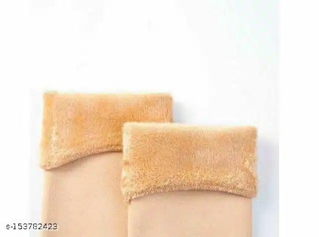 Spandex Winter Socks for Women (Beige, Set of 2)