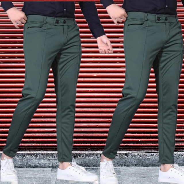 Lycra Jogger Perfect Fit Trackpants for Men (Bottle Green, 28) (Pack of 2)