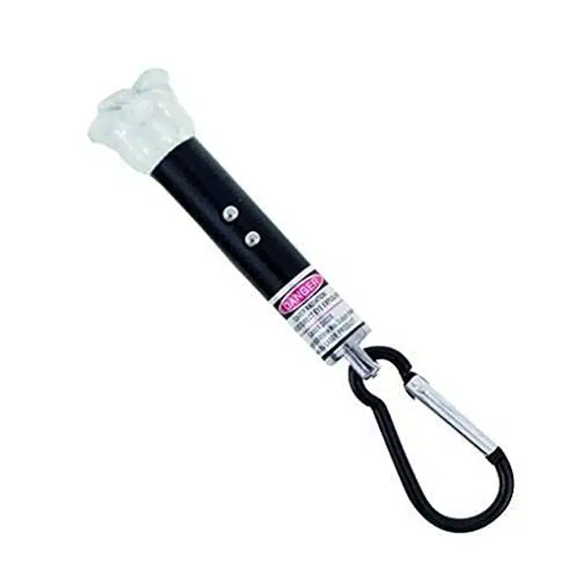 3 in 1 Laser Pointer with Emergency Hazard LED Light & Key Chain Hook (Multicolor)