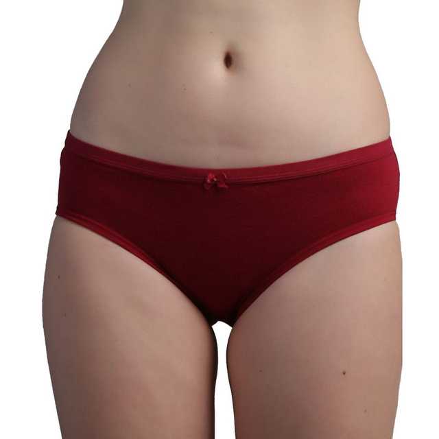 Medium Rise Full Coverage Cotton Blend Hipster Panty (Maroon, XL) (PV-11)