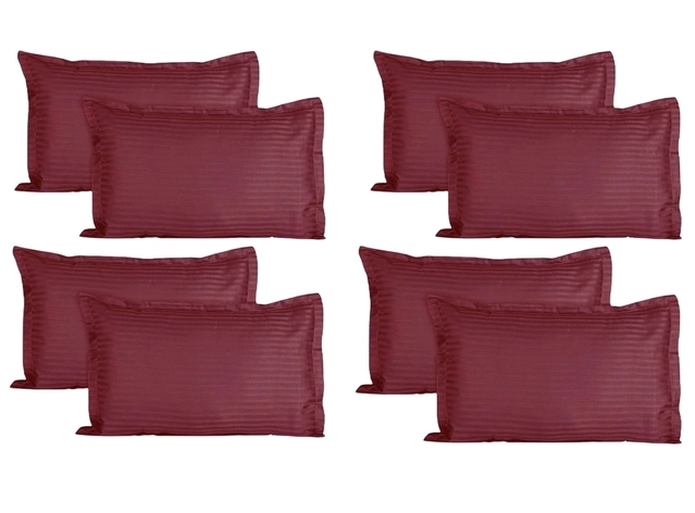 Satin Stripe Pillow Cover, (Pack Of 8) (Deep Wine, 17 X 27 Inch)