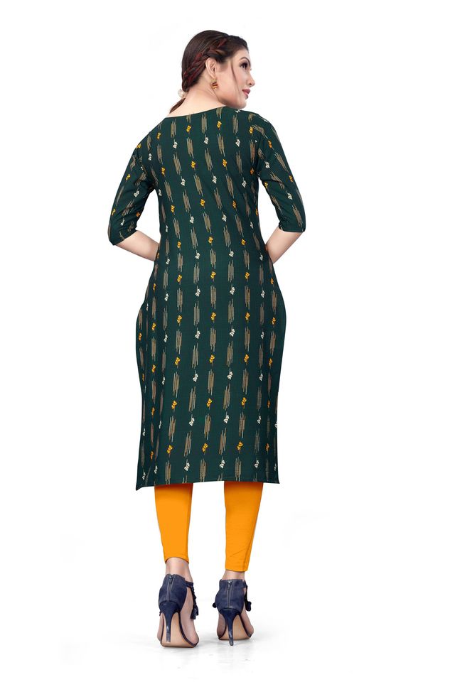 Womens Printed Poly Crepe Straight Kurta (Multicolour, M) (DSK-367)_