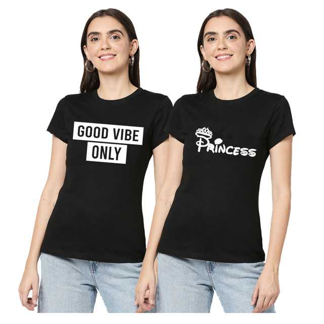 कीड़ी स्टार वीमेन राउंड नैक कॉटन टी शर्ट (मल्टीकलर, XL) (KS-160) (पैक ऑफ़ 2)