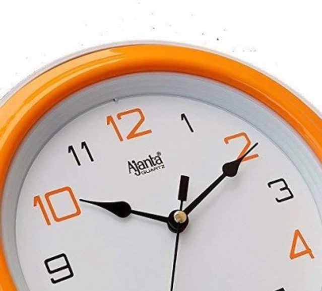 AJANTA Standard Analog Wall Clock (20 cm X 20 cm, Orange, With Glass)