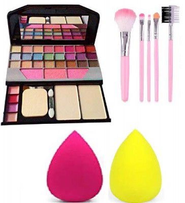 Combo of TYA Makeup Kit with 5 Pcs Brushes & 2 Pcs Blenders (Multicolor, Set of 3)