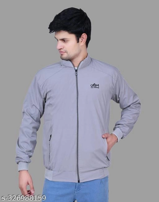 Polyester Jacket for Men (Grey, L)