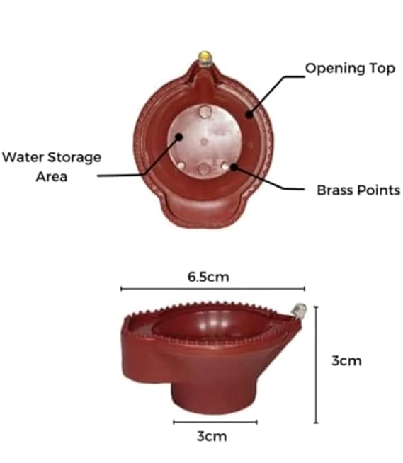 Plastic Traditional Water Sensor LED Diya for Diwali (Brown, Pack of 12)