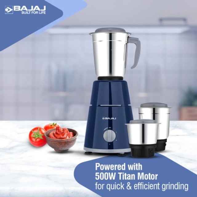 BAJAJ 410570 GX 1500 W Juicer Mixer Grinder (3 Jars, Blue)