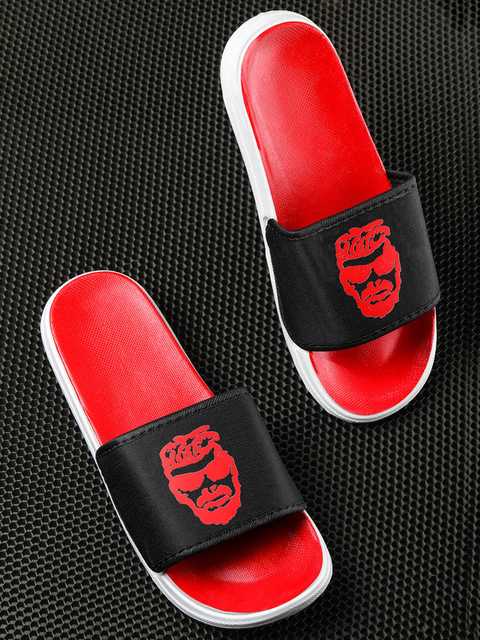 Footox Stylish Mens Slippers (Red, 8) (F-36)