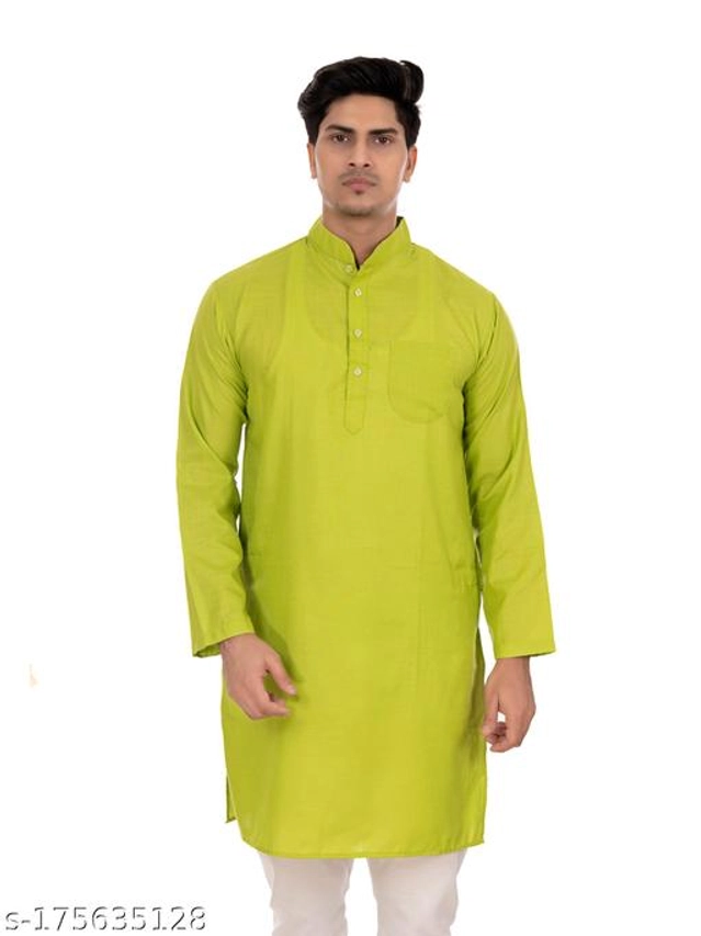 Cotton Blend Kurta for Men ( Green, S)