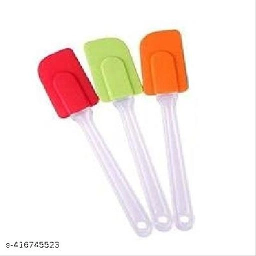 Silicone Non-Stick Heat Resistant Spatulas for Kitchen (Multicolor, Pack of 3)