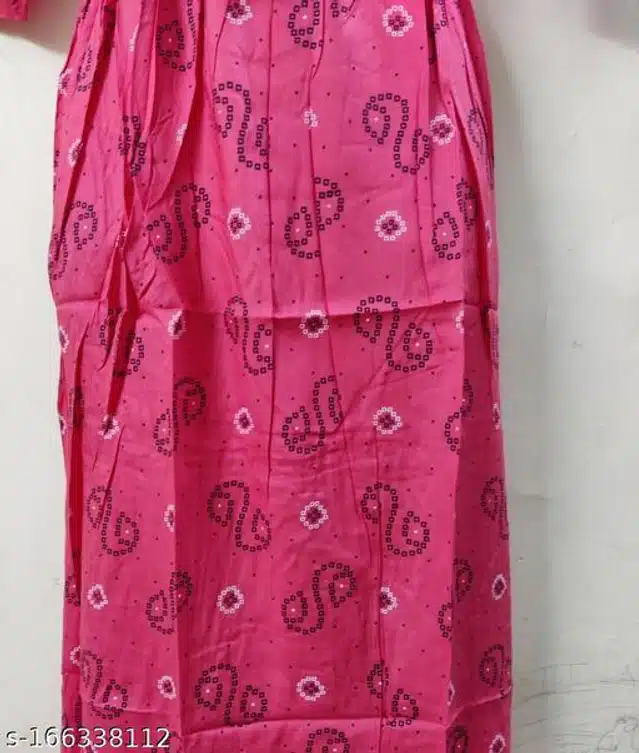 Cotton Printed Gown for Women (Pink, M)