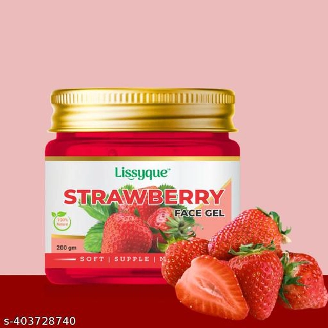  Lissyque Strawberry Face Gel, Face And Hair, Ideal For Acne Scars, Dark Circle, Moisturising, Soothing, Multipurpose Gel - 200 gm