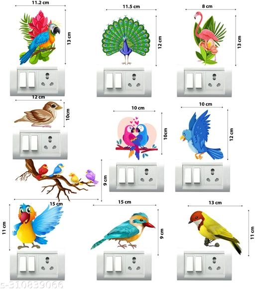 PVC Switch Board Stickers (Multicolor, 33x48 cm) (Pack of 9)