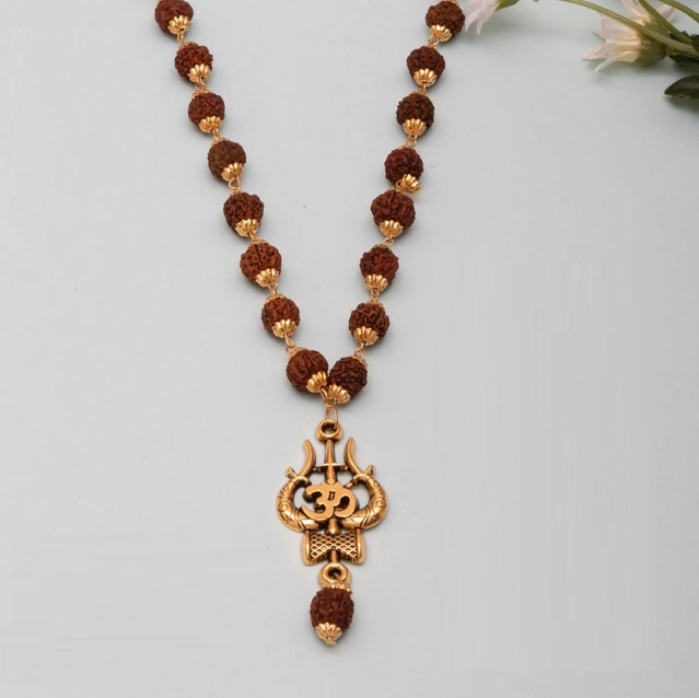 Mahakal Trishul Locket with Rudraksha (Brown)