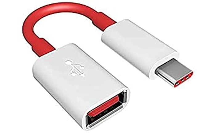 Plastic USB 3.0 to Type C OTG Data Cable (White & Red)