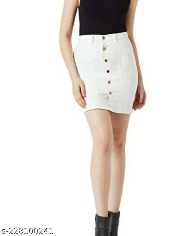 Cotton Blend Skirts for Women (White, 28)