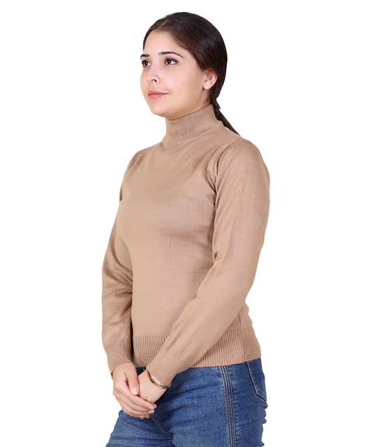 Women's Full Sleeves Sweater (Beige, XL) (M319)