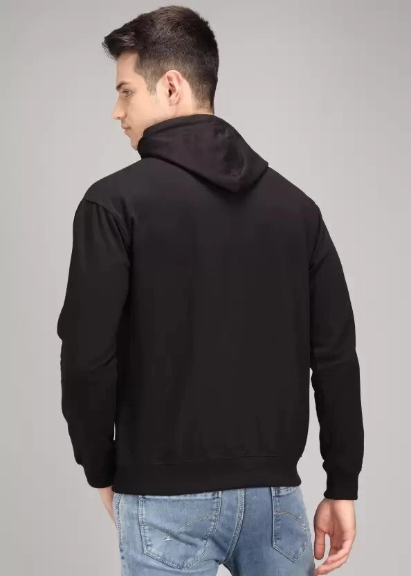 Cotton Blend Solid Hoodie for Men (Black, M)