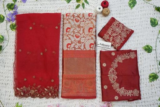 Art Silk Ethnic Motif Un Stitched Lehenga with Choli & Dupatta for Women (Red)