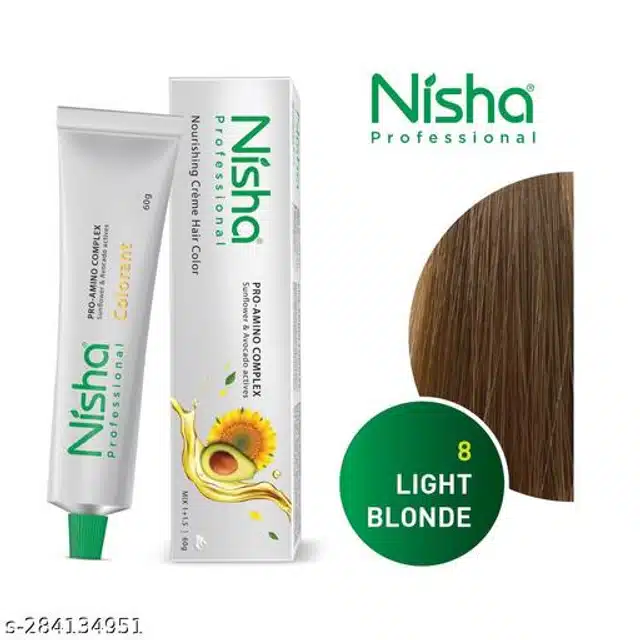 Nisha Professional Permanent Creme Hair Color (Light Blonde, 60 g)