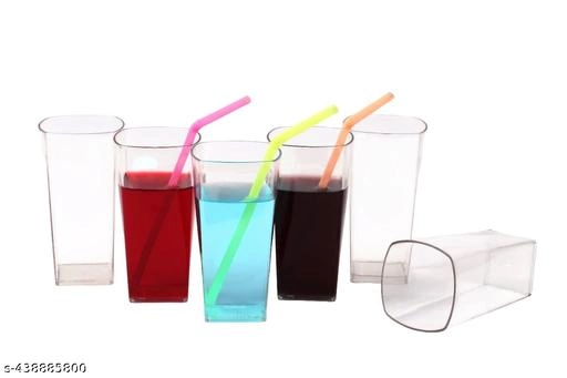 Plastic Unbreakable Water Glasses (Transparent, 300 ml) (Pack of 6)